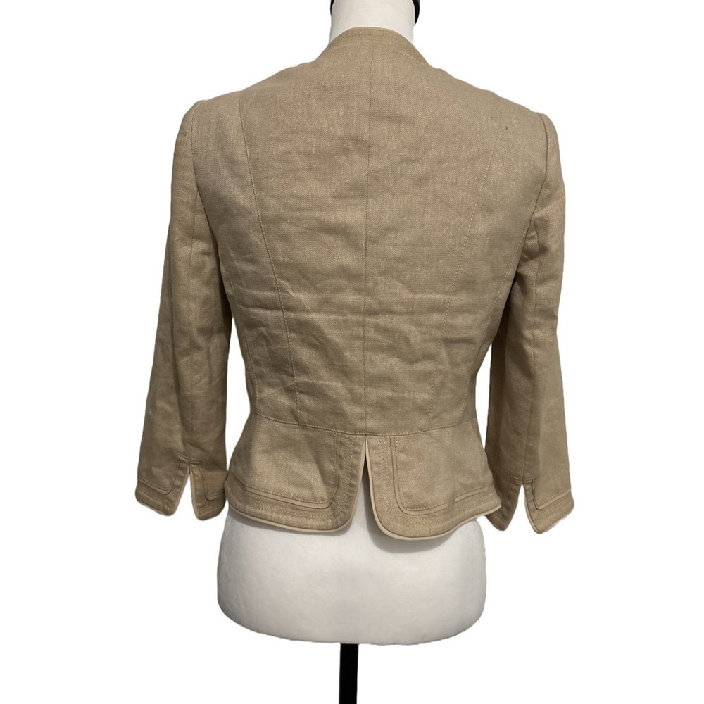 White House Black Market Linen Blend Khaki Jacket Size 6 - Picture 2 of 7